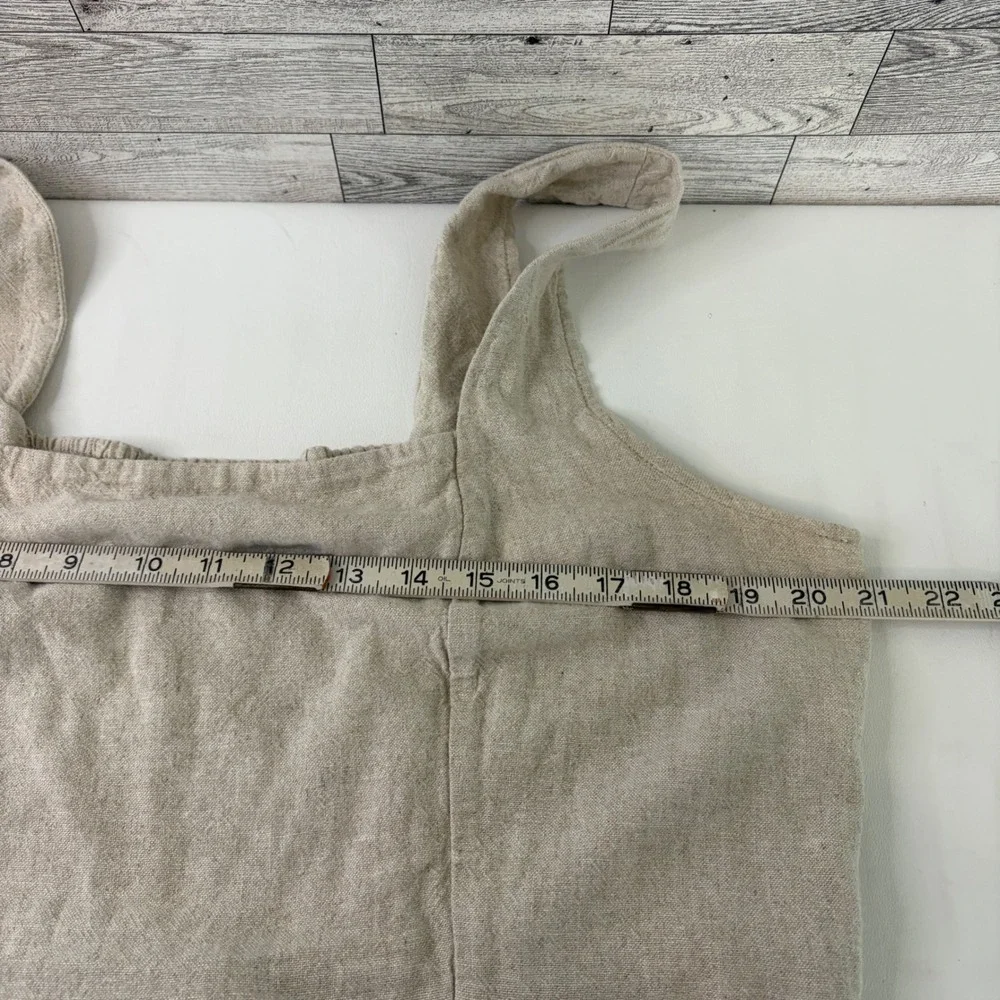 Old Navy Dress Women XL Beige Linen Blend Smocked Back Square Neck Mini